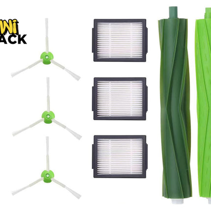 Set of cleaning brushes and filters with Kiwi Shack logo on a white background