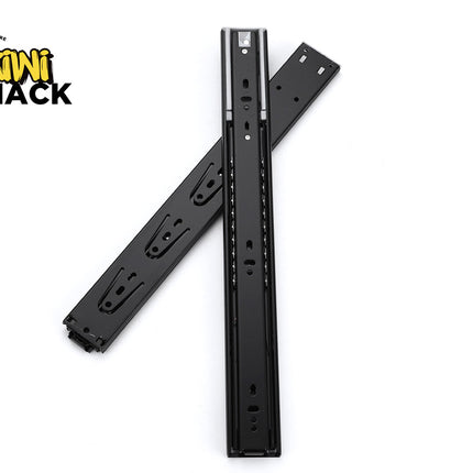 Black metal drawer slides on a white background with 'Kiwi Shack' branding.