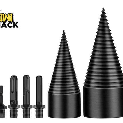Four black threaded cone-shaped accessories displayed on a white background, with two larger tapered pieces and two smaller straighter pieces. The Kiwi Shack logo appears in the upper left corner.