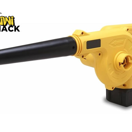Yellow leaf blower with black nozzle on a white background, featuring the Kiwi Shack brand.