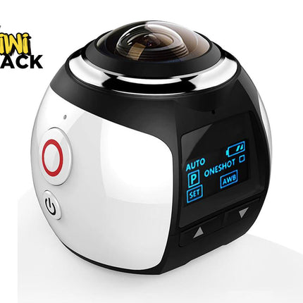 360-degree camera with digital display on a white background, branded 'Kiwi Shack'.