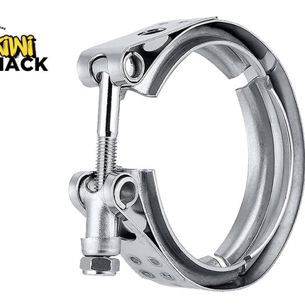 Metallic hose clamp on a white background with 'Kiwi Shack' branding.