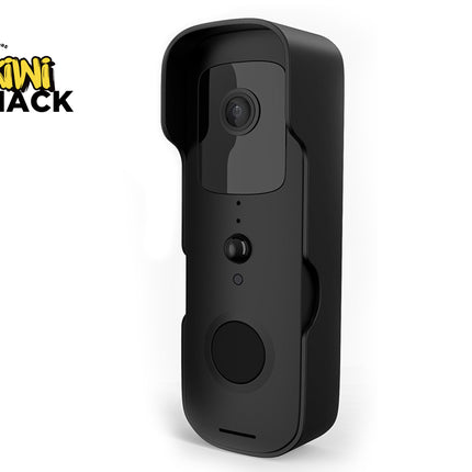 Black camera device with 'Kiwi Shack' logo on a white background