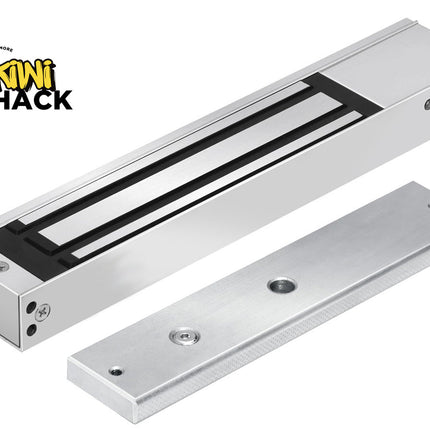 Metallic door lock mechanism with Kini Shack logo on a white background