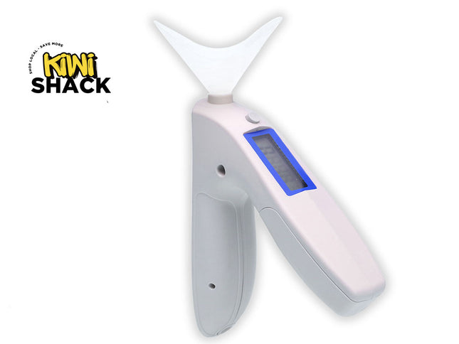 Digital thermometer with a digital display on a white background, branded with 'Kiwi Shack'.