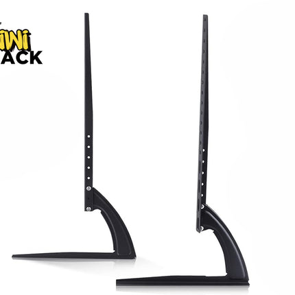 Black TV stand with 'Kiwi Shack' logo on a white background
