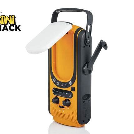 Emergency Weather Radio - Solar & Hand-Crank Power Source | 6000mAh Power Bank IP66 Waterproof LED Camping Lantern FM/NOAA SOS Alarm Orange
