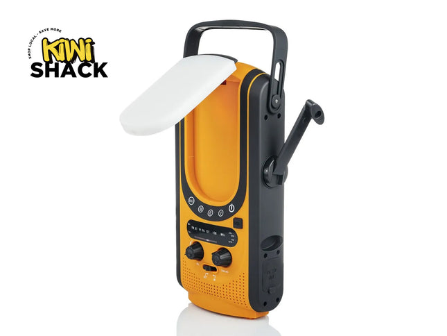 Emergency Weather Radio - Solar & Hand-Crank Power Source | 6000mAh Power Bank IP66 Waterproof LED Camping Lantern FM/NOAA SOS Alarm Orange