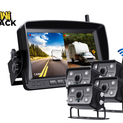 Cameras and monitor system with Kiwi Shack logo on a white background