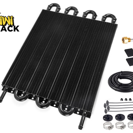 Oil cooler with accessories on a white background, featuring the Kiwi Shack brand.