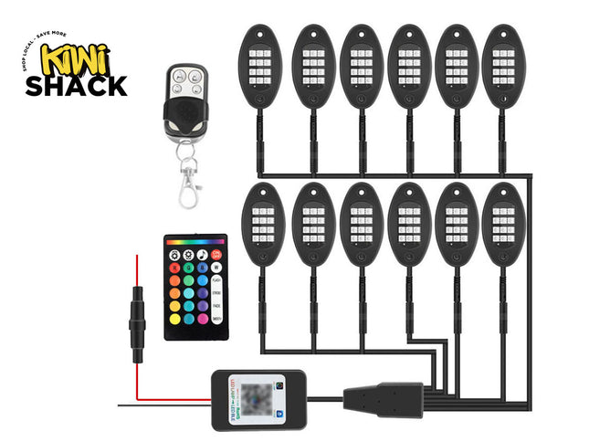Car Underglow LED Lights - 12 Pod RGB Bluetooth Kit| Waterproof App Remote Control Music Sync Rock Lights Chassis Lamp