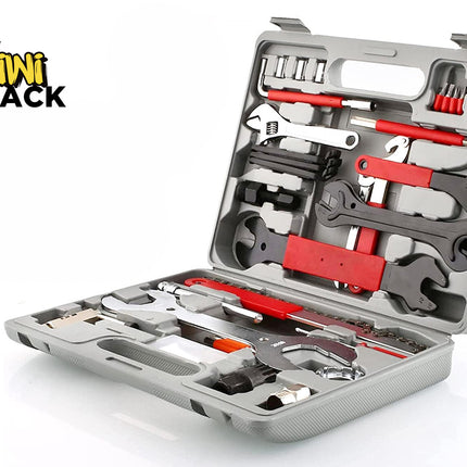 Kiwi Shack comprehensive mechanic tool set in a molded grey storage case with assorted wrenches and sockets.