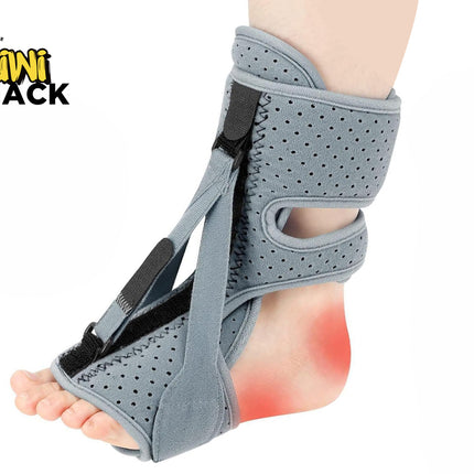 Kiwi Shack adjustable plantar fasciitis night splint and drop foot brace with breathable perforated neoprene wrap.
