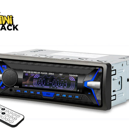 Car stereo system with remote control on a white background, featuring the Kiwi Shack brand.