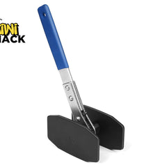 Metal trowel with blue handle on a white background, featuring Kiwi Shack logo.