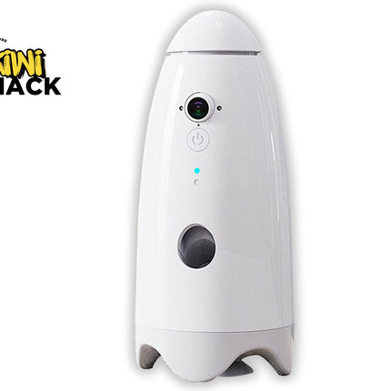 White electronic device with a blue light on a white background, featuring the Kiwi Shack logo.