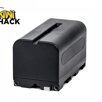 A black rechargeable lithium-ion battery pack with a top groove and bottom terminal contacts, featuring the "Kiwi Shack" logo in the top-left corner.