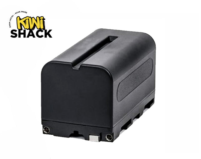 A black rechargeable lithium-ion battery pack with a top groove and bottom terminal contacts, featuring the "Kiwi Shack" logo in the top-left corner.