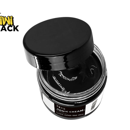 Black jar of tonic cream with a black lid on a white background, featuring the Kiwi Shack logo.