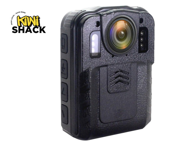 Body camera with visible brand logo on a white background