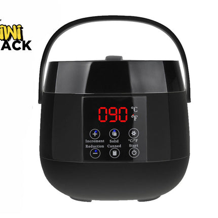 Black food warmer with digital display on a white background, featuring the Kiwi Shack logo.