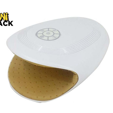 A white UV lamp for nail care, shown open to reveal a gold-colored textured interior. The brand logo 'KIWI SHACK' is visible in the top-left corner.