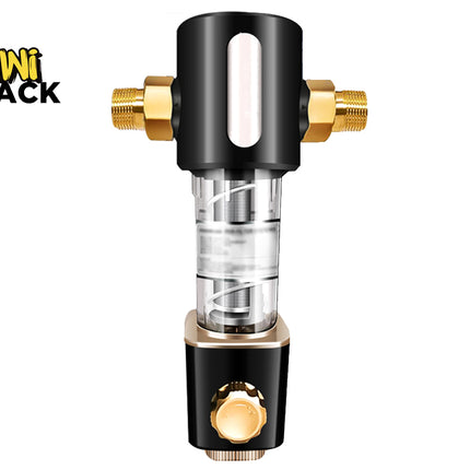Black and gold vape device with clear chamber on a white background, featuring Kiwi Shack logo.