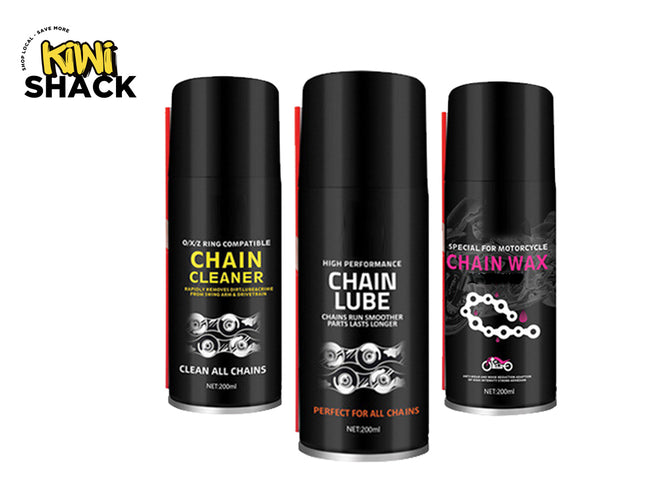 Three Kiwi Shack chain care products on a white background