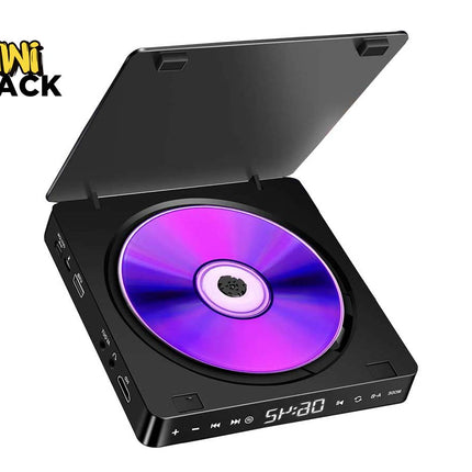 Black DVD player with a purple disc on a white background, featuring the Kini Shack logo.