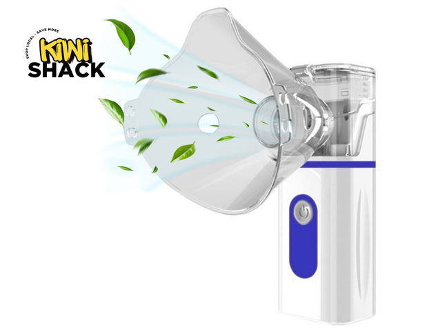 Portable inhaler device with Kiwi Shack logo on a white background