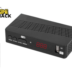 Black electronic device with digital display and remote control on a white background, branded 'Kiwi Shack'.