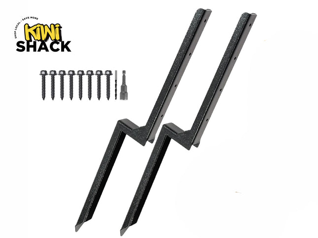 Kiwi Shack heavy-duty black textured steel specialty mounting brackets and hardware kit.