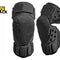 A pair of protective black motorcycle or tactical knee and shin guards with thick padding, featuring the "Kiwi Shack" logo in the top-left corner.