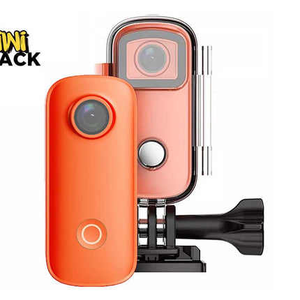 Orange and pink camera with a Kiwi Shack logo on a white background