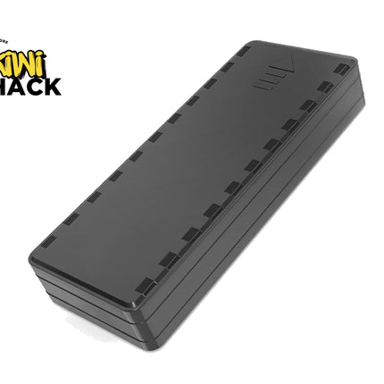 Black rectangular object with Kiwi Shack logo on a white background