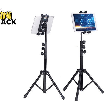Two tablet stands with tablets on a white background, featuring the Kiwi Shack logo.