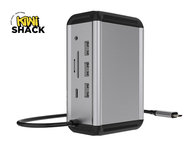 Multifunctional device with multiple ports and a cable on a white background, branded as Kiwi Shack.