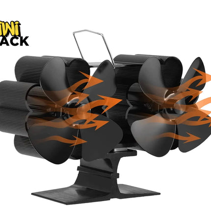 Black fan with orange flames on a white background, featuring the Kiwi Shack logo.