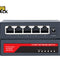 A 5-port network switch by Kiwi Shack, featuring a dark gray metal chassis with five RJ45 ports on the top panel and LED indicators on the bottom panel, shown against a plain white background.