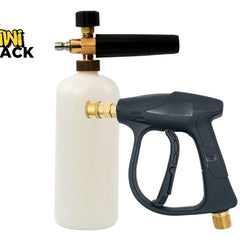 Foam cannon and pressure washer gun with Kiwi Shack logo on a white background