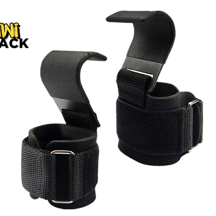 Black straps with buckles on a white background, featuring Kiwi Shack logo.