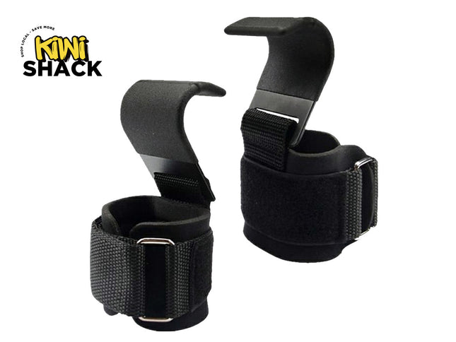 Black straps with buckles on a white background, featuring Kiwi Shack logo.