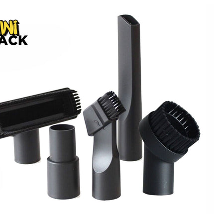 A set of various black vacuum cleaner attachment nozzles and dusting brushes featuring the "Kiwi Shack" logo in the top-left corner.
