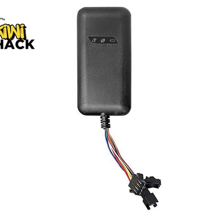 Black electronic device with wiring on a white background, featuring the Kiwi Shack logo.