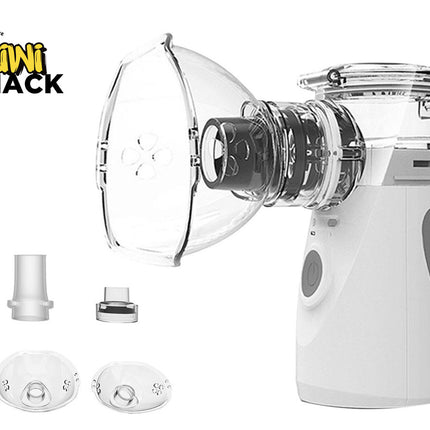 White and gray handheld inhaler device with clear cover on a white background, featuring the Kiwi Shack logo.