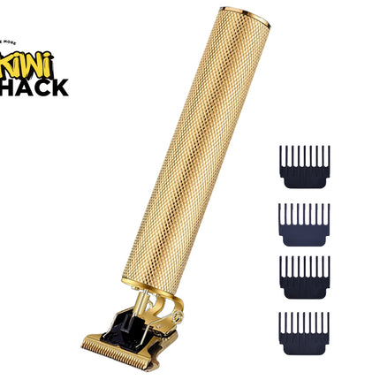 Cordless Hair Trimmer - 10W Motor & Titanium T-Blade - Gold | 1200mAh Battery | Zero Gapped | 4 Combs | For Men