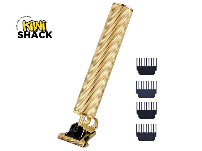 Cordless Hair Trimmer - 10W Motor & Titanium T-Blade - Gold | 1200mAh Battery | Zero Gapped | 4 Combs | For Men