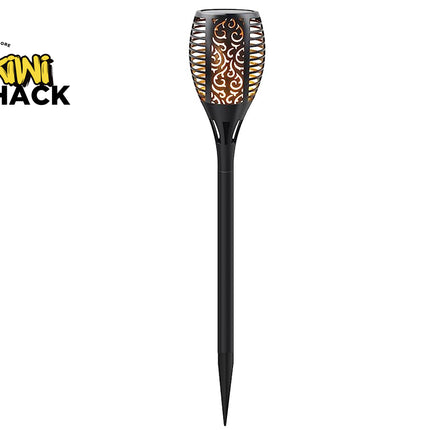 Solar lamp with decorative design on a white background, featuring the Kiwi Shack brand.