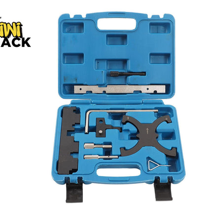 Blue tool case with mechanical tools inside, branded 'Kiwi Shack'.