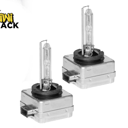 Two car headlights with a Kiwi Shack logo on a white background